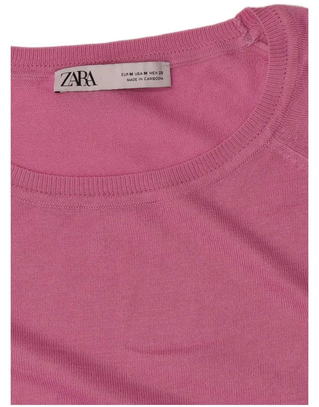 Zara Suéter feminino com gola canoa e gola redonda, Reino Unido 14, rosa médio
