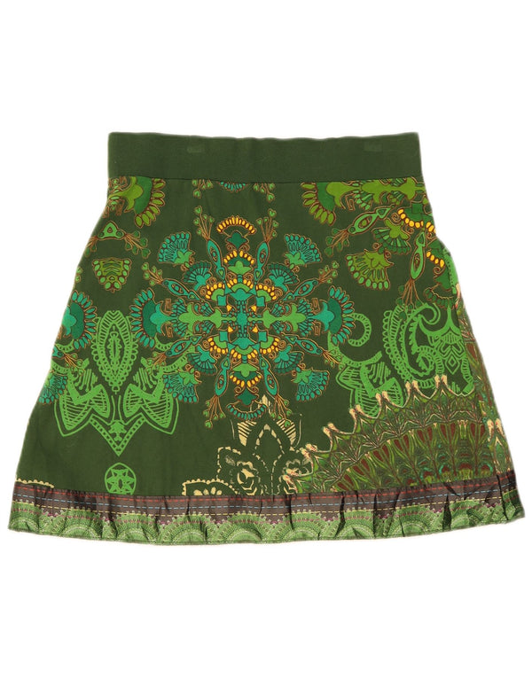 Minissaia feminina Desigual gráfica média W30 algodão floral verde