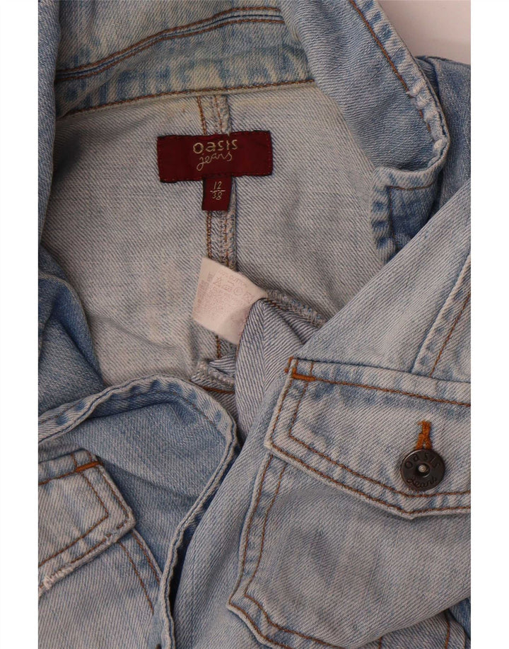 Jaqueta jeans feminina Oasis UK 12 algodão azul médio