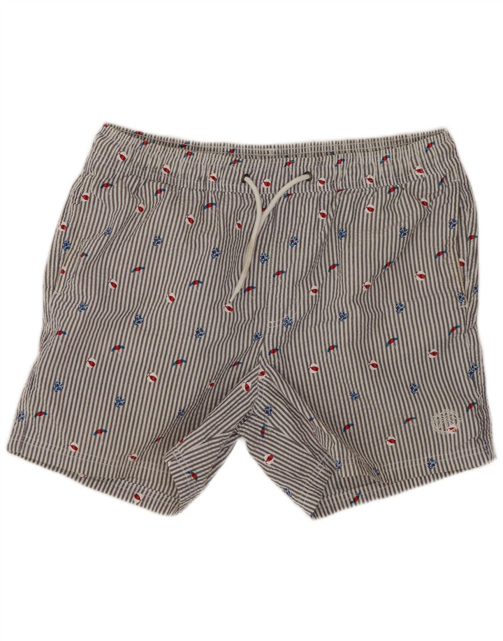 Shorts de natação masculino Jack & Jones com riscas azuis médias de algodão