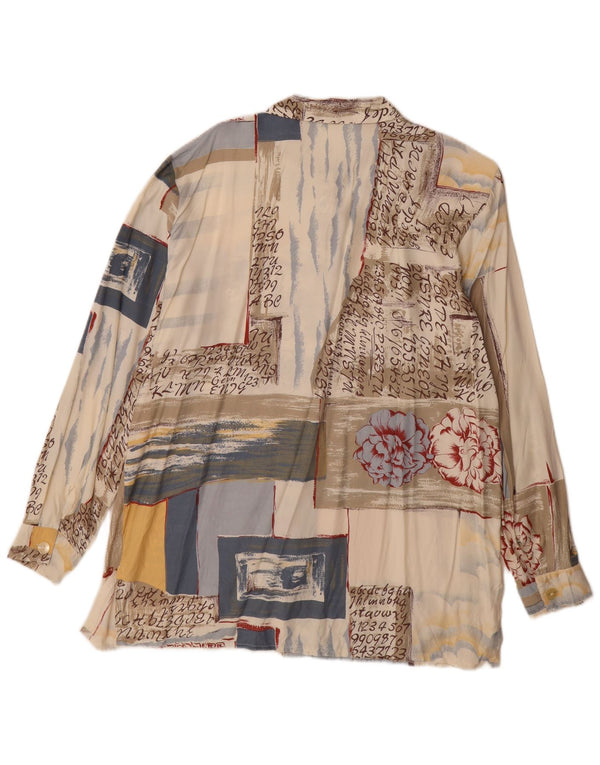 Vestido camisa feminino vintage UK 16 patchwork bege grande