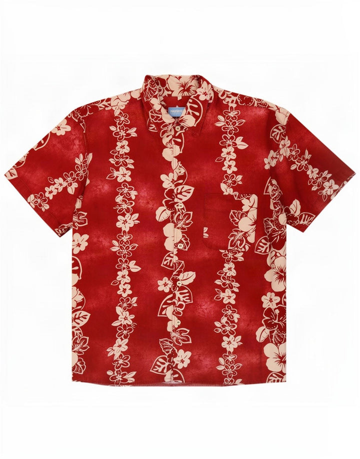 Camisa masculina de manga curta Franco Ferro grande floral vermelho