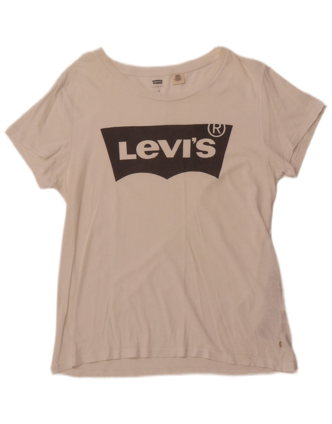 Camiseta feminina gráfica LEVI'S UK 12 algodão branco médio