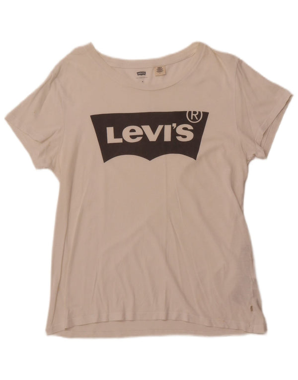 Camiseta feminina gráfica LEVI'S UK 12 algodão branco médio