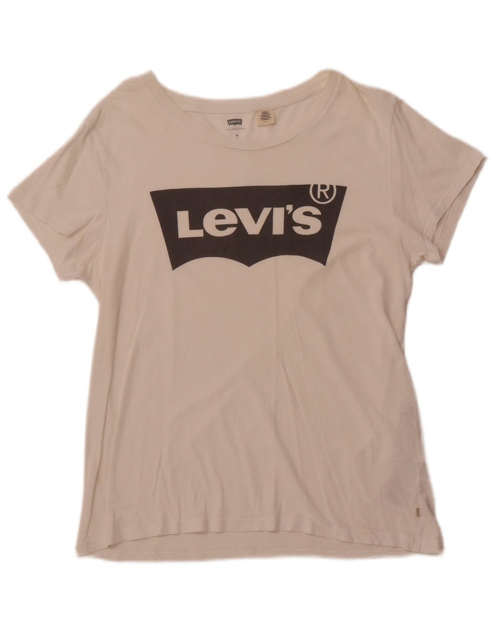 Camiseta feminina gráfica LEVI'S UK 12 algodão branco médio