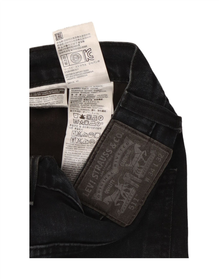 Levi's Masculino 511 Slim Jeans W34 L32 Algodão Preto