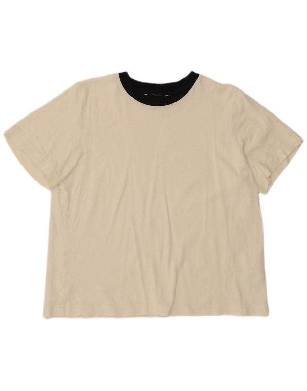 Camiseta feminina Massimo Dutti UK 18 XL algodão branco