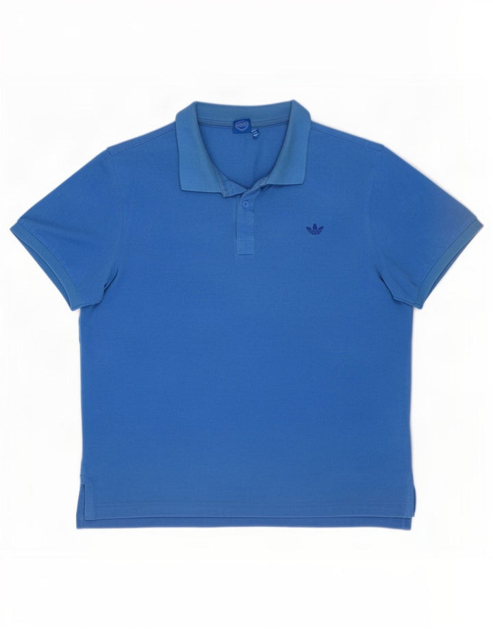 Camisa polo masculina Adidas grande algodão azul