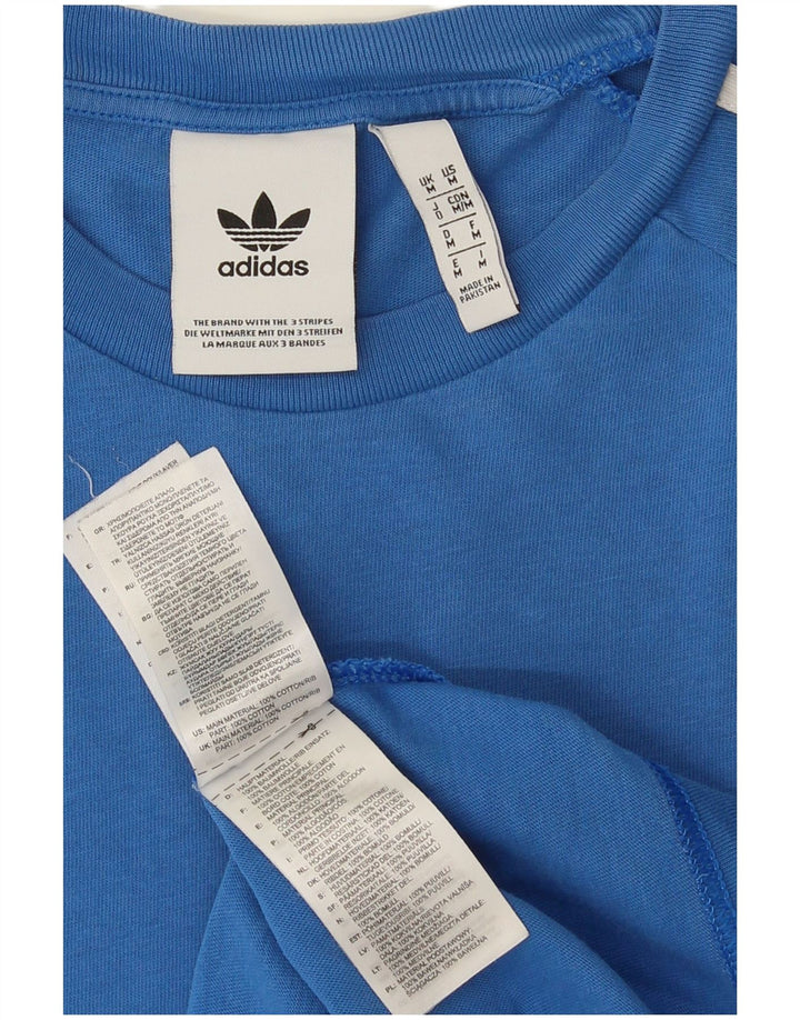 Adidas Mens Camiseta Top Médio Algodão Azul