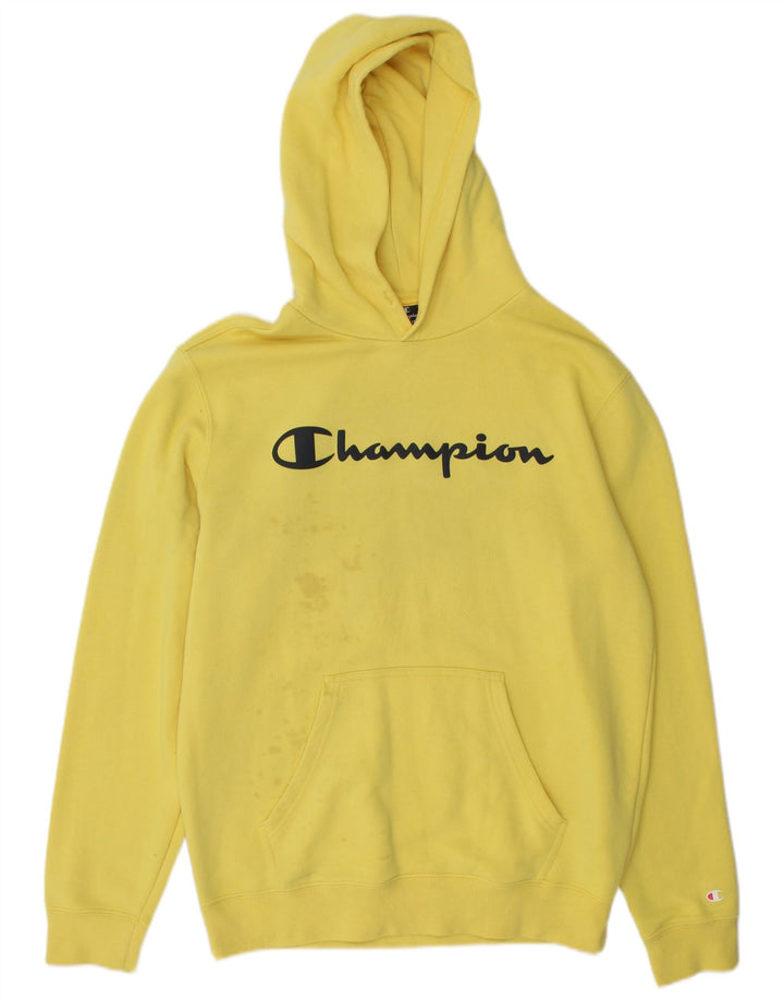 Jumper com capuz gráfico masculino Champion médio algodão amarelo
