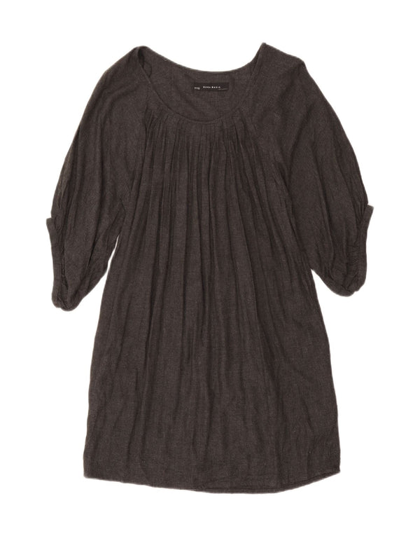 Zara Vestido feminino de manga 3/4 grande para barraca UK 10 Viscose cinza pequeno