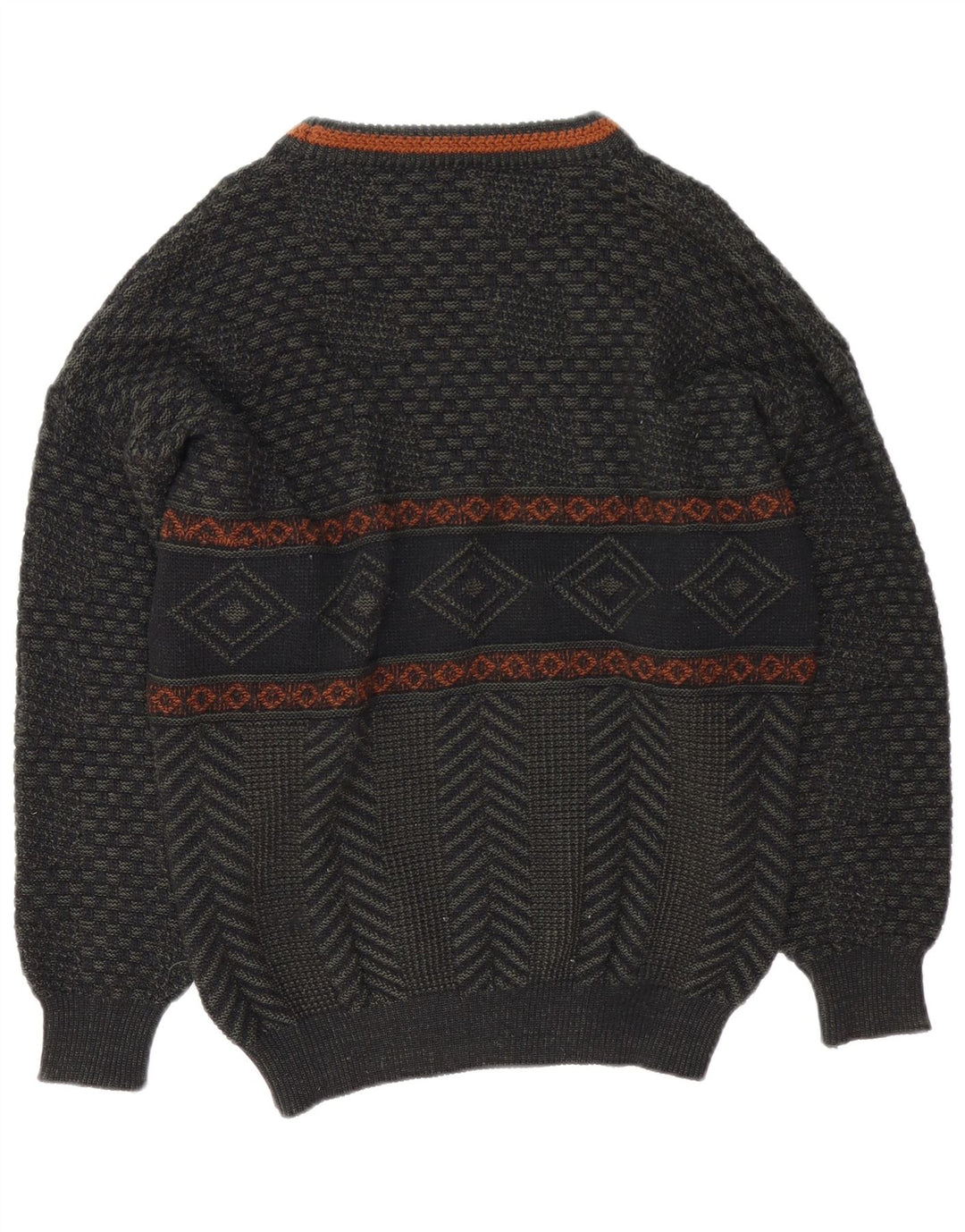 Carlo Comberti Suéter masculino com gola canoa grande acrílico geométrico cinza