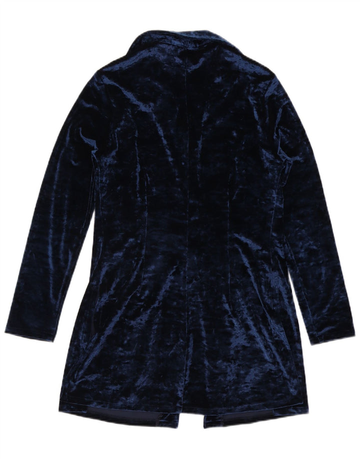 Blusa feminina vintage com palangre IT 44 poliéster azul marinho médio