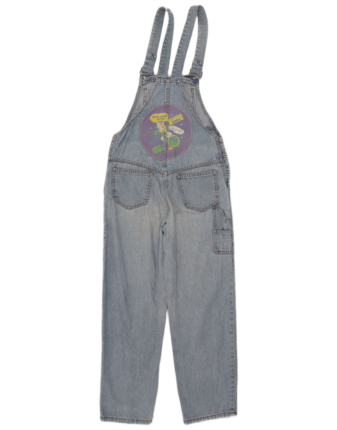Macacão feminino vintage com estampa gráfica reta jeans EU 38 algodão azul médio
