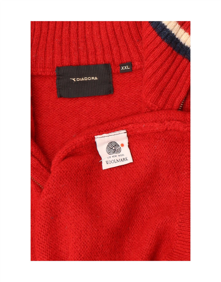 Suéter masculino Diadora com zíper e gola 2XL vermelho colorblock lã