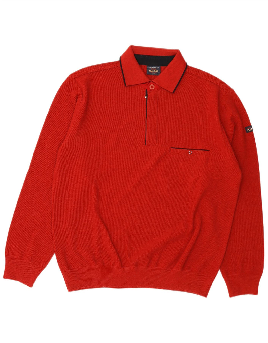 Sail Exp Suéter masculino com gola polo IT 50 lã vermelha média