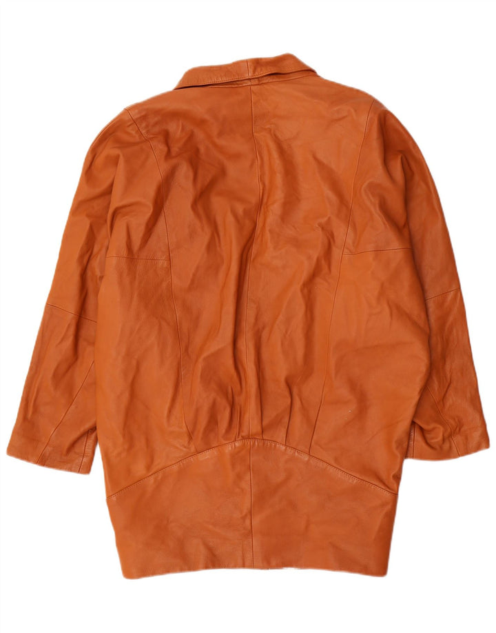 Casaco feminino vintage de couro Batwing UE 36 pequeno marrom
