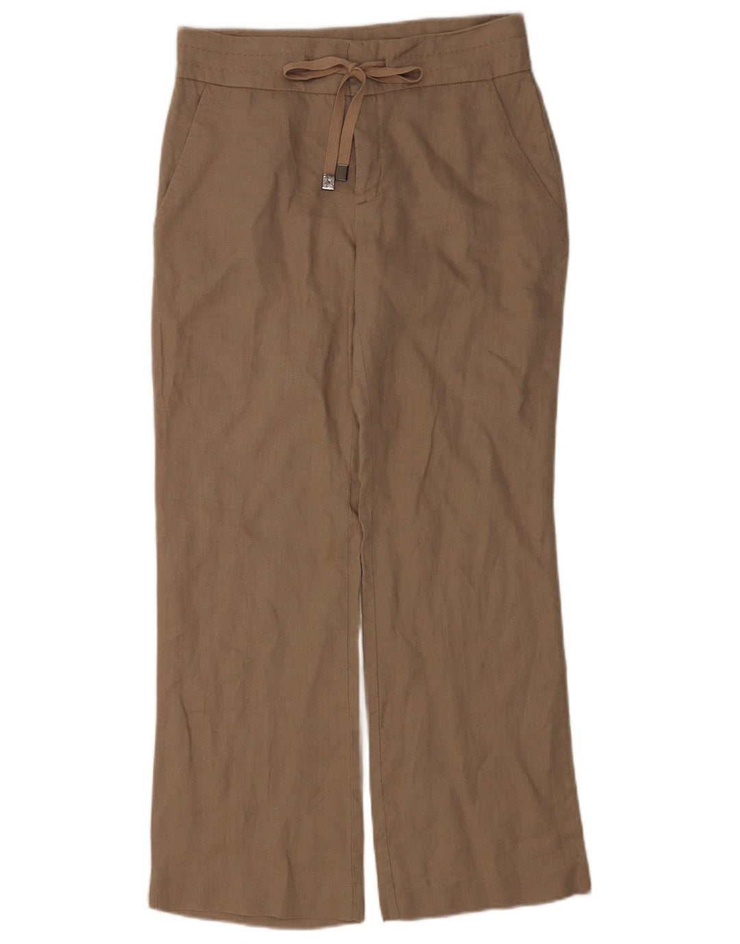 Zara Calça reta feminina média W28 L29 linho bege