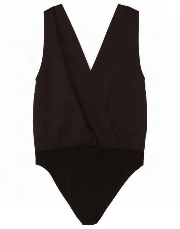 Macacão feminino sem mangas Zara UK 14 grande poliéster preto