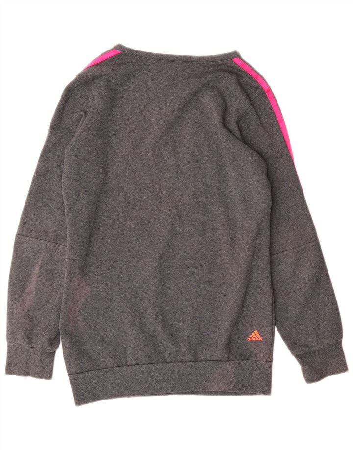 ADIDAS Meninas Graphic Sweatshirt Jumper 11-12 Anos Cinza Algodão