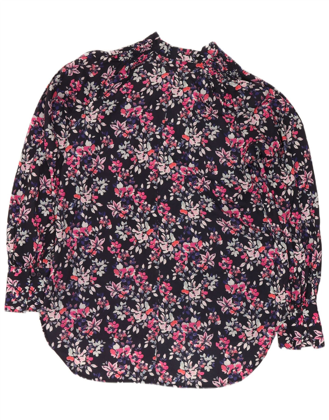 Blusa assimétrica feminina French Connection Top Reino Unido 8 pequeno azul marinho floral
