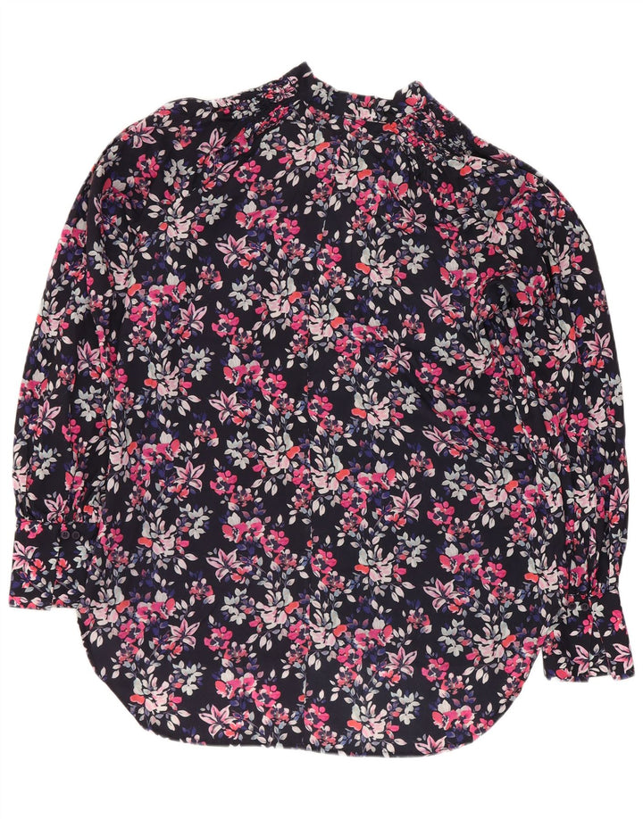 Blusa assimétrica feminina French Connection Top Reino Unido 8 pequeno azul marinho floral