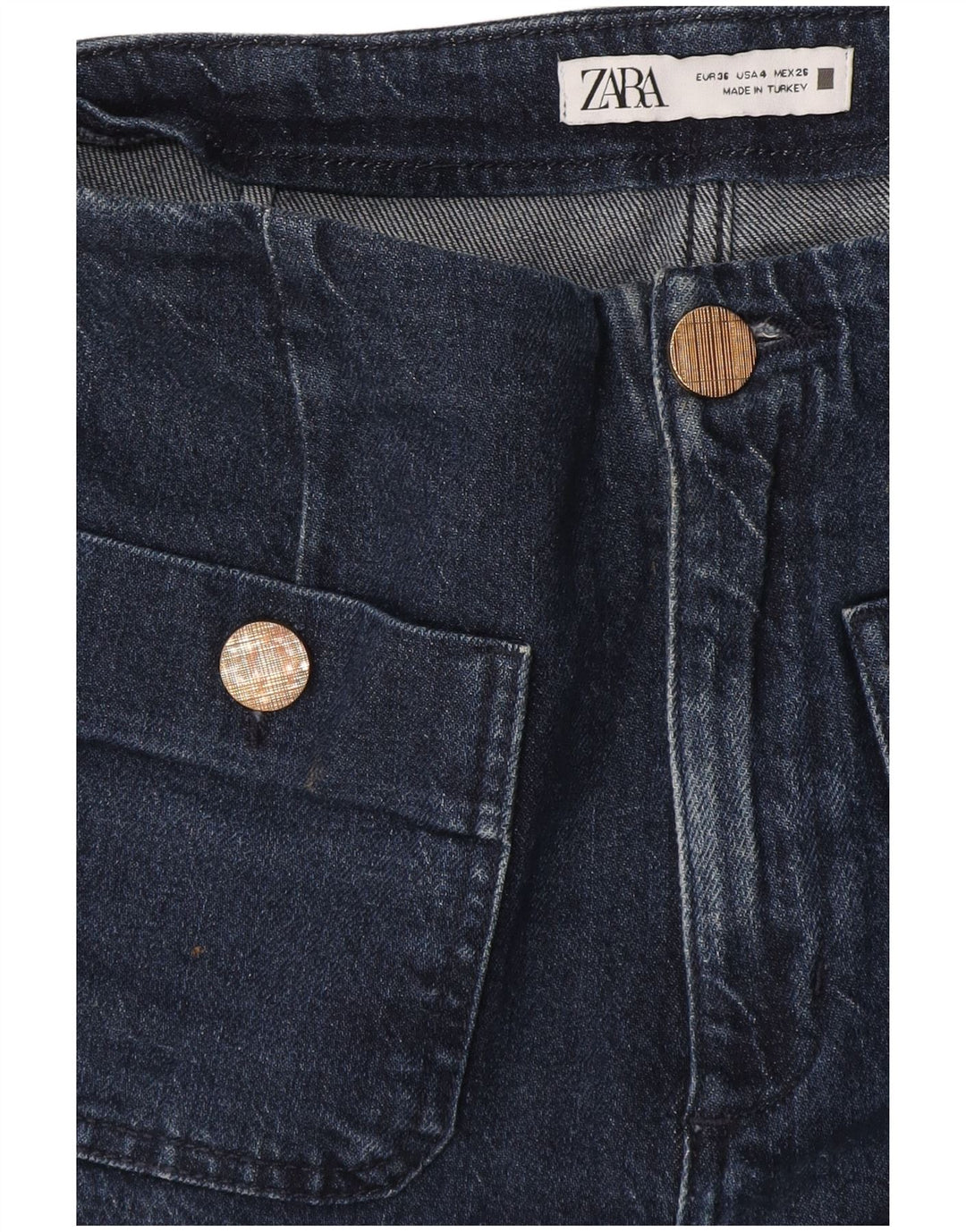 Calça jeans feminina Zara Bootcut EU 36 XS W26 L28 azul marinho
