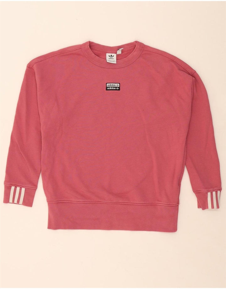 ADIDAS Womens Oversized Sweatshirt Jumper UK 6 XS Pink Cotton Vintage Adidas and Second-Hand Adidas from Messina Hembry 