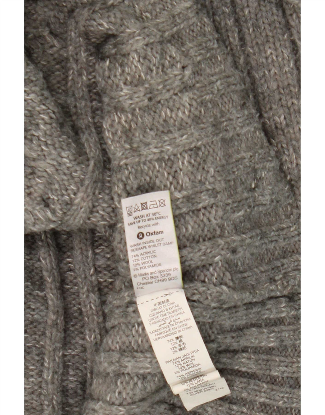 Suéter masculino Marks & Spencer com zíper e gola XL cinza acrílico
