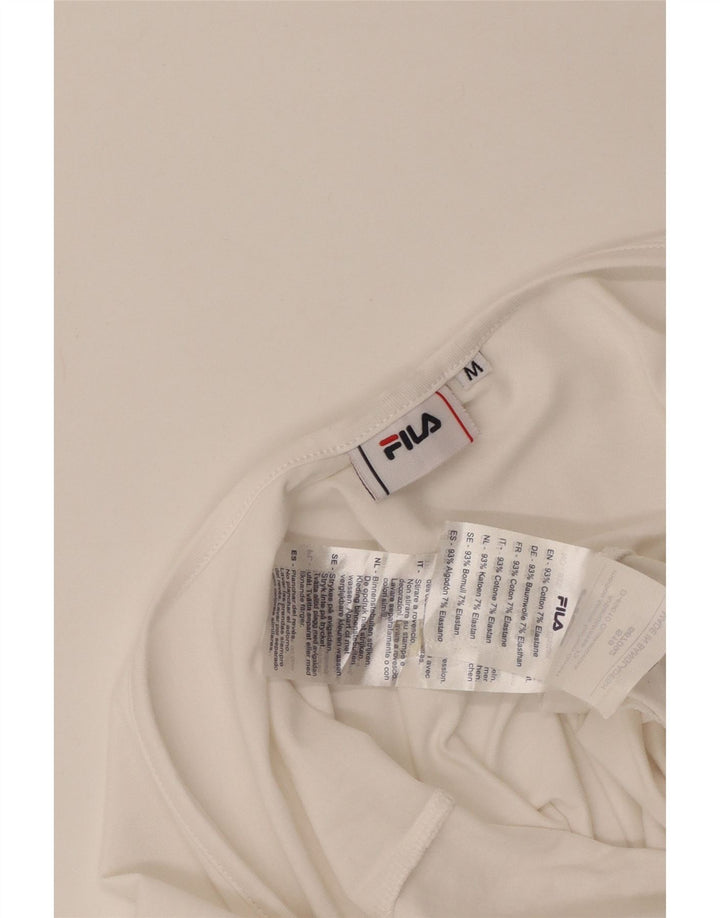 Fila Body feminino gráfico de manga comprida UK 12 médio off white algodão