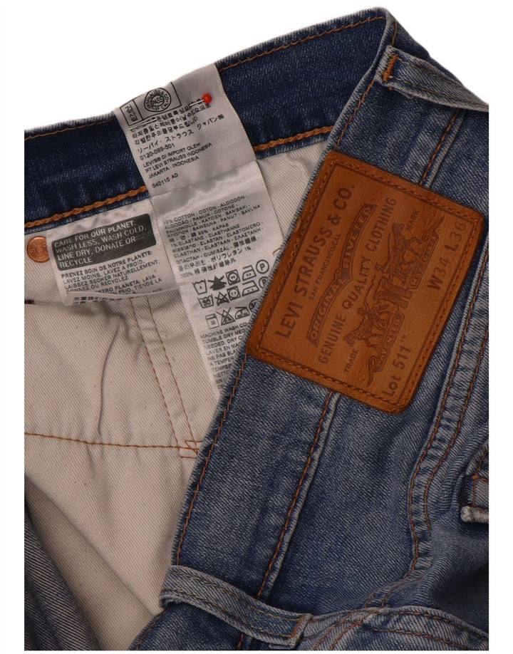 Levi's Mens Distressed Slim Jeans W34 L32 Azul Algodão