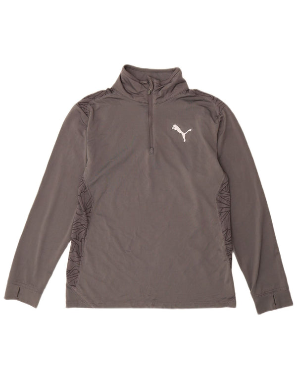 PUMA Meninos Zip Neck Pullover Treino Top 11-12 Anos Grande Cinza