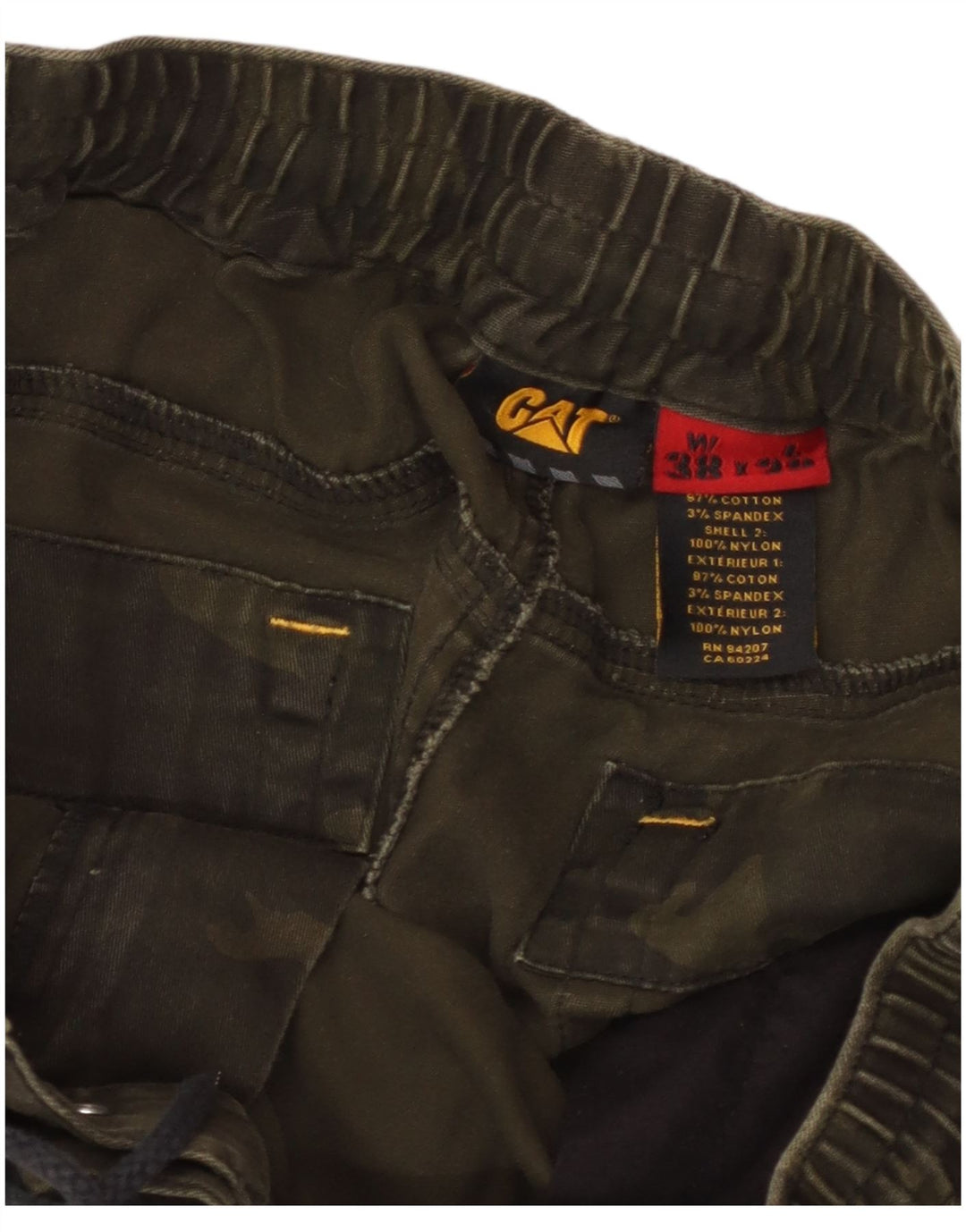 Calça Cargo Cônica Masculina Caterpillar W38 L28 Algodão Camuflado Cáqui