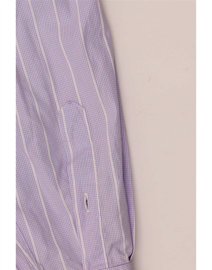 Camisa masculina Lacoste tamanho 42 grande algodão listrado roxo