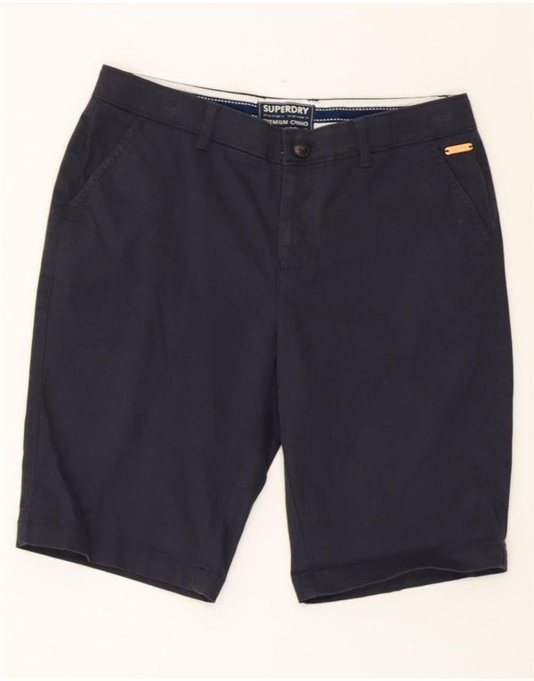Shorts Chino feminino SUPERDRY UK 10 pequeno W30 algodão azul marinho