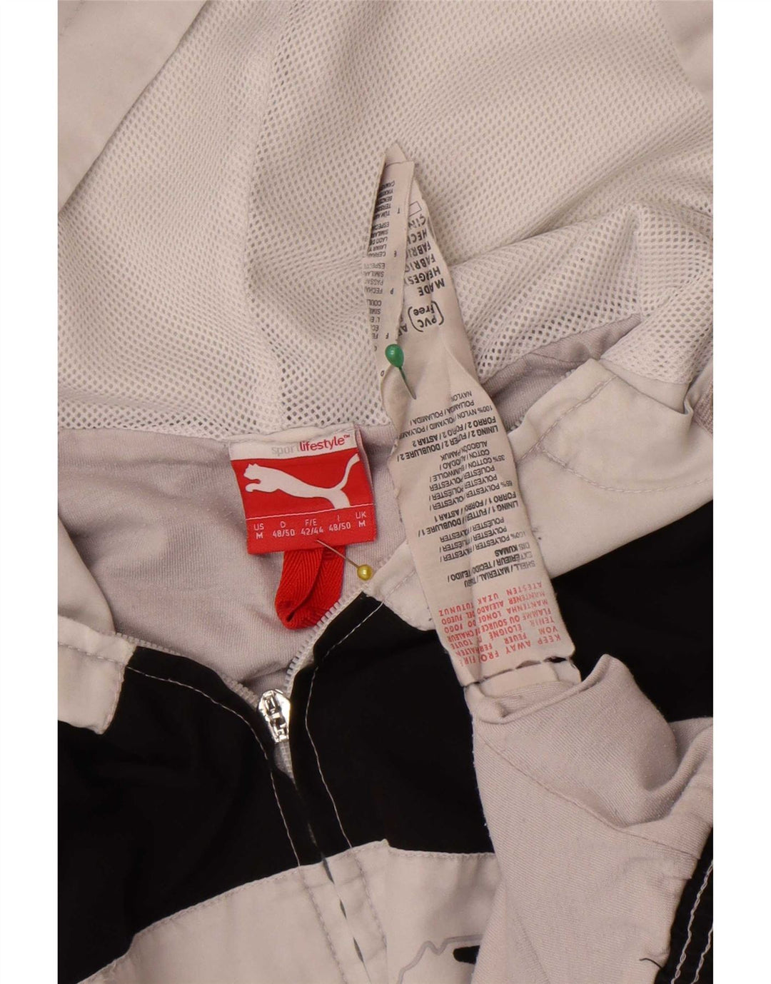 Jaqueta masculina Puma Graphic com capuz e moletom cinza médio bloco colorido