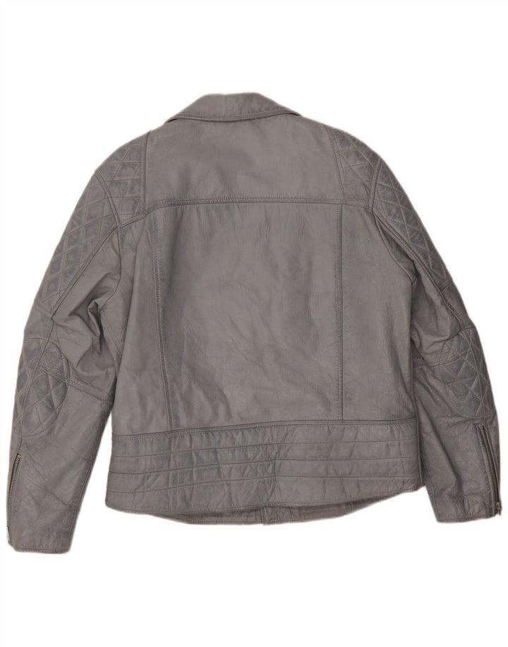 Jaqueta de couro para motociclista feminina Smart Range Reino Unido 20 2XL couro azul