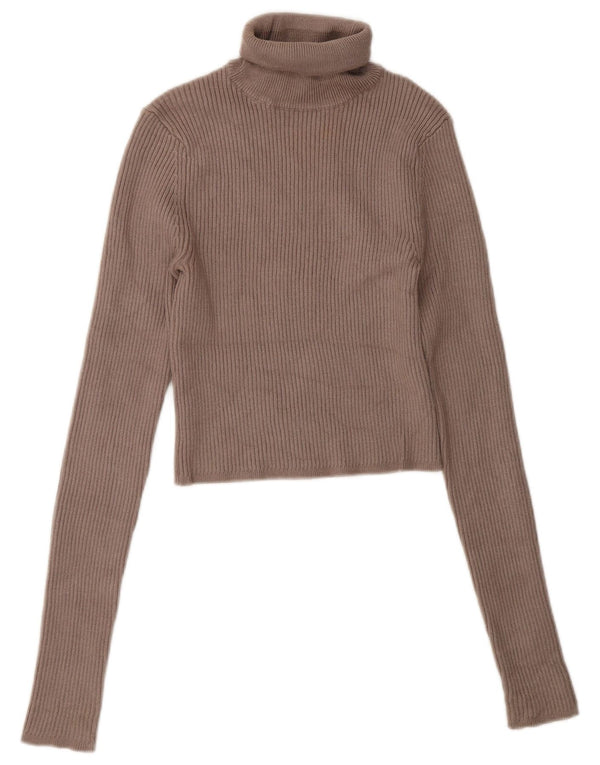 Zara Suéter feminino cropped com gola redonda Reino Unido 10 pequeno cinza viscose