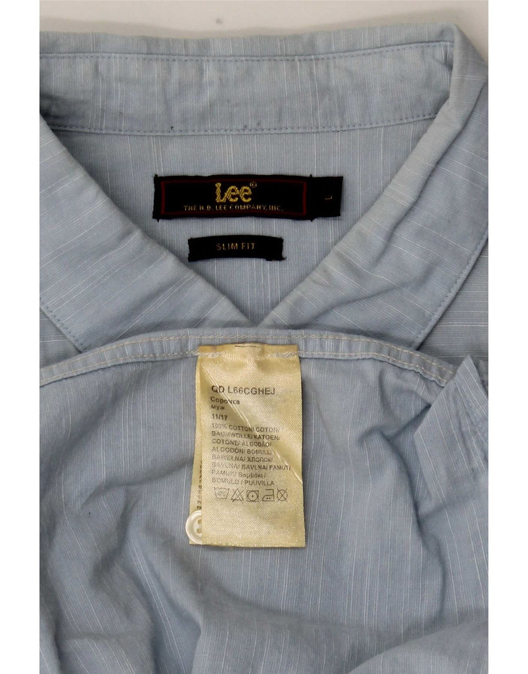 Camisa masculina Lee de manga curta slim fit grande algodão azul