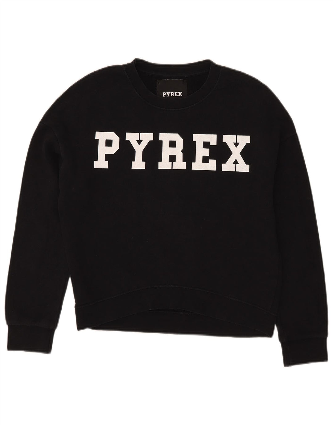 Suéter feminino Pyrex com estampa gráfica oversized UK 6 XS algodão preto