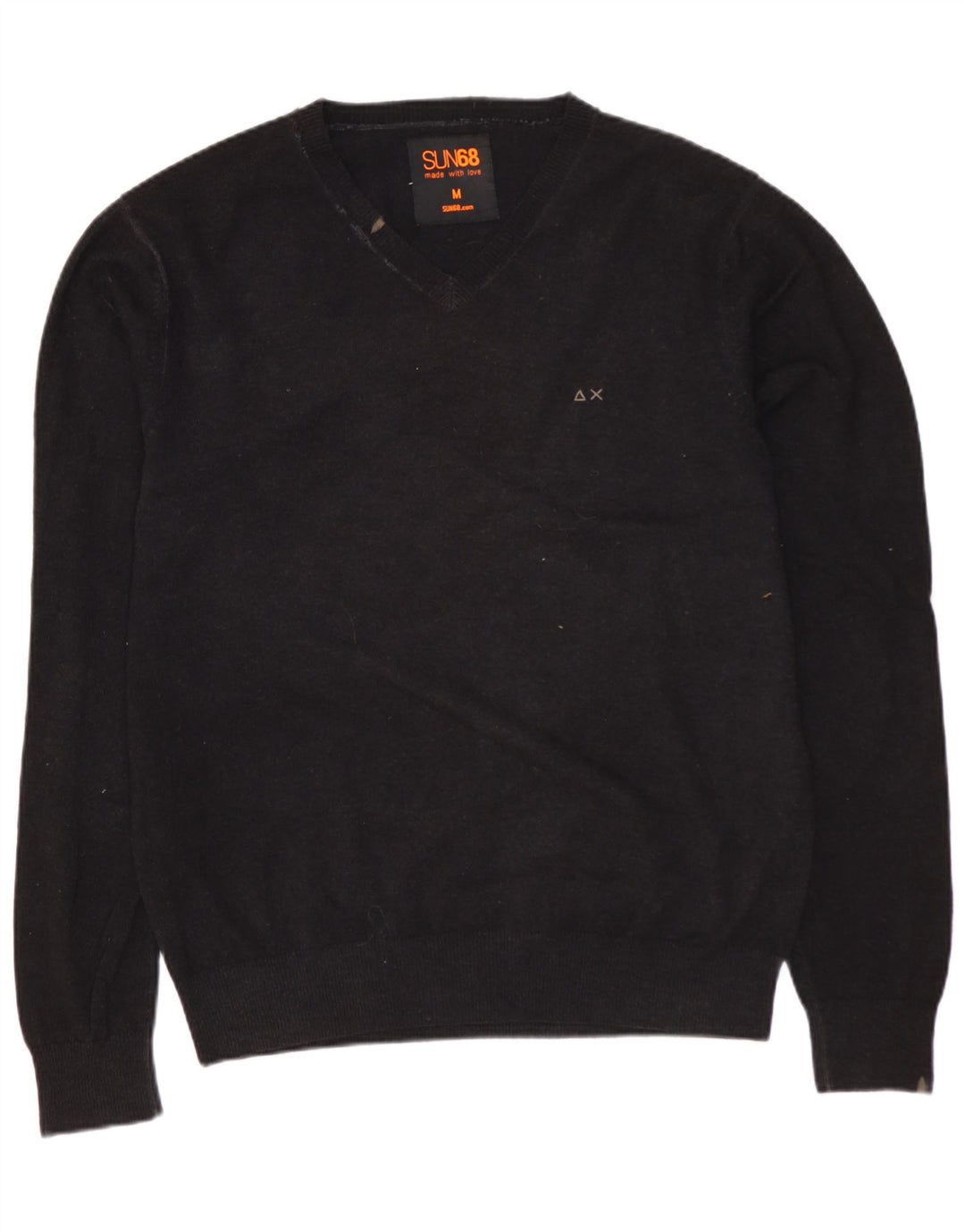 Suéter masculino SUN68 com decote em V de lã cinza médio