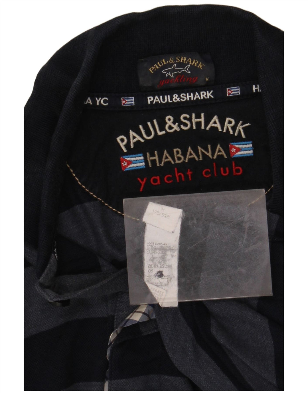 Camisa polo masculina PAUL & SHARK para iate médio algodão listrado azul marinho