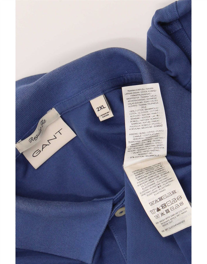Camisa polo masculina de ajuste regular Gant 2XL algodão azul