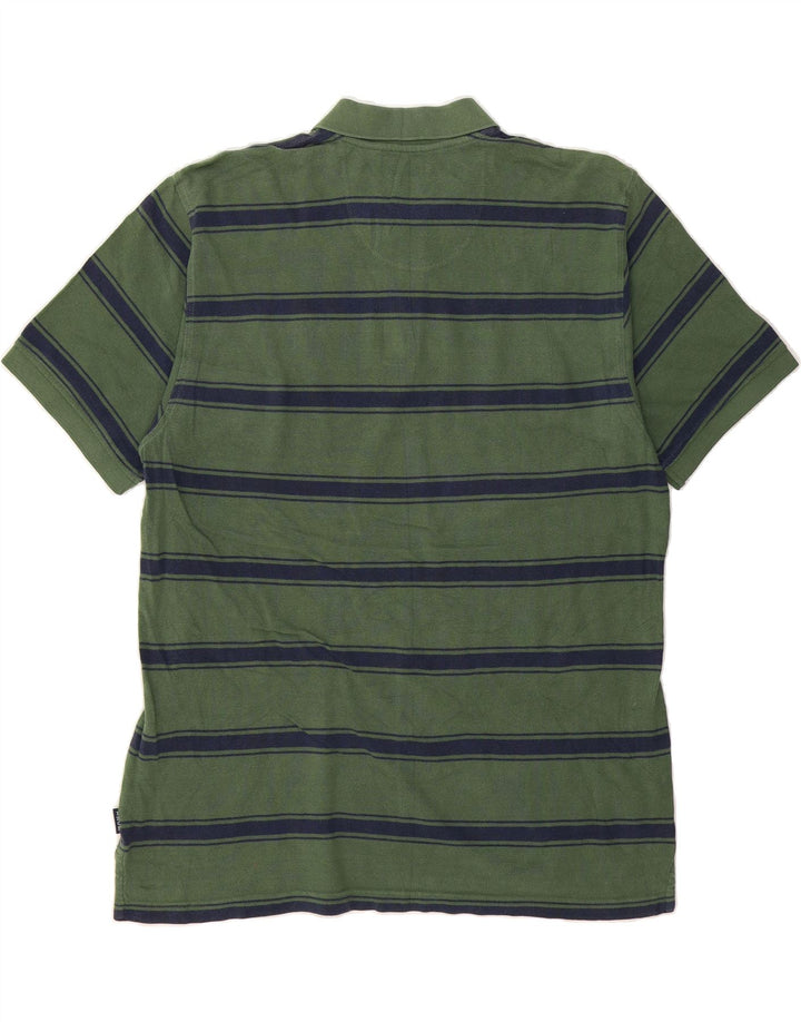 IZOD Mens Polo Shirt XL Green Striped Cotton Vintage Izod and Second-Hand Izod from Messina Hembry 