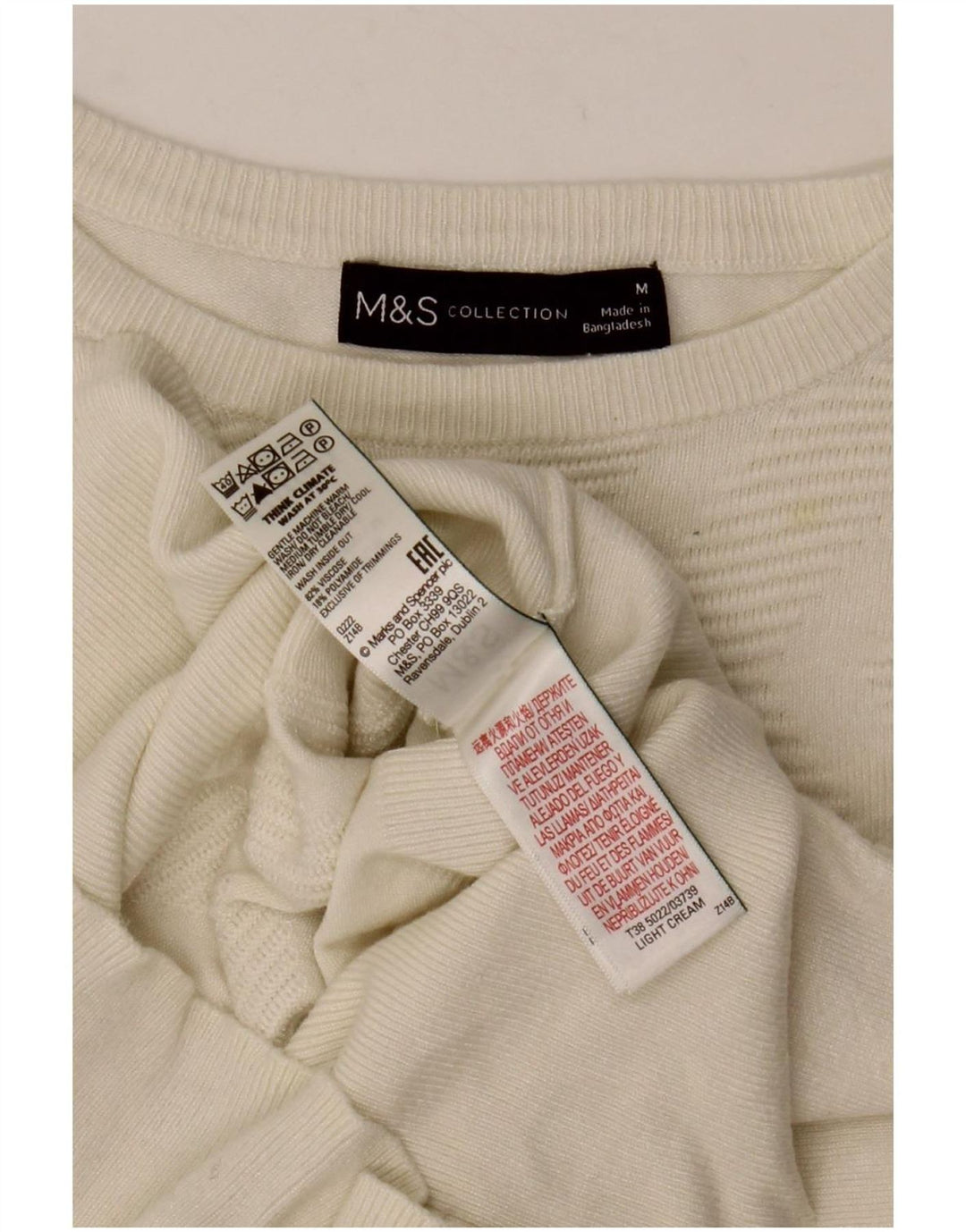 Suéter feminino Marks & Spencer com gola canoa UK 12 médio off white
