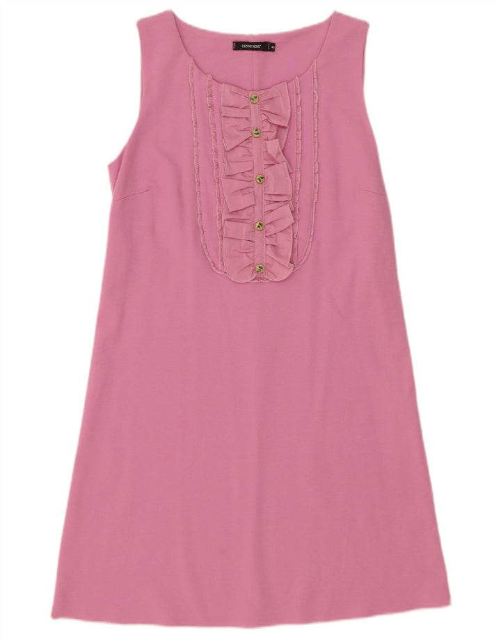 Vestido básico feminino sem mangas DENNY ROSE UK 8 pequeno rosa viscose