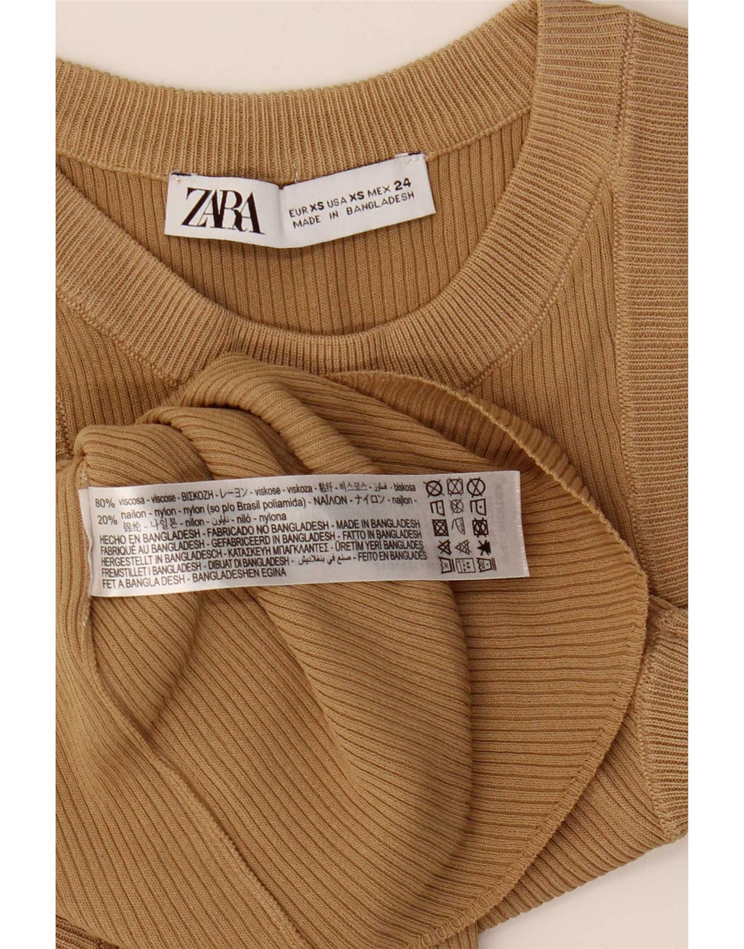 Zara Womens Vest Top UK 4 XS Bege Viscose