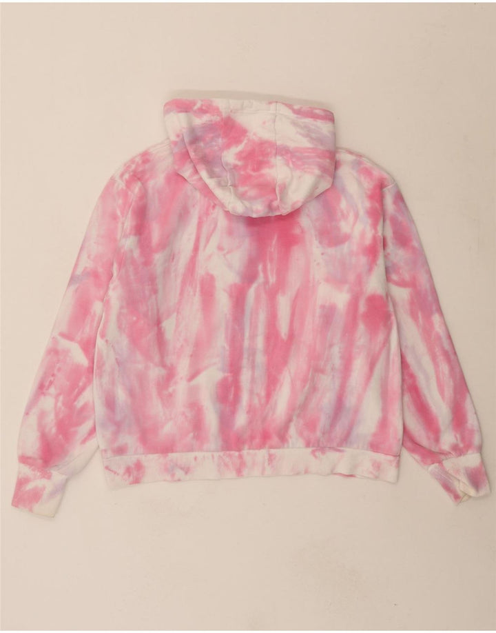 ELLESSE Womens Hoodie Jumper UK 12 Medium Pink Tie Dye Cotton Vintage Ellesse and Second-Hand Ellesse from Messina Hembry 