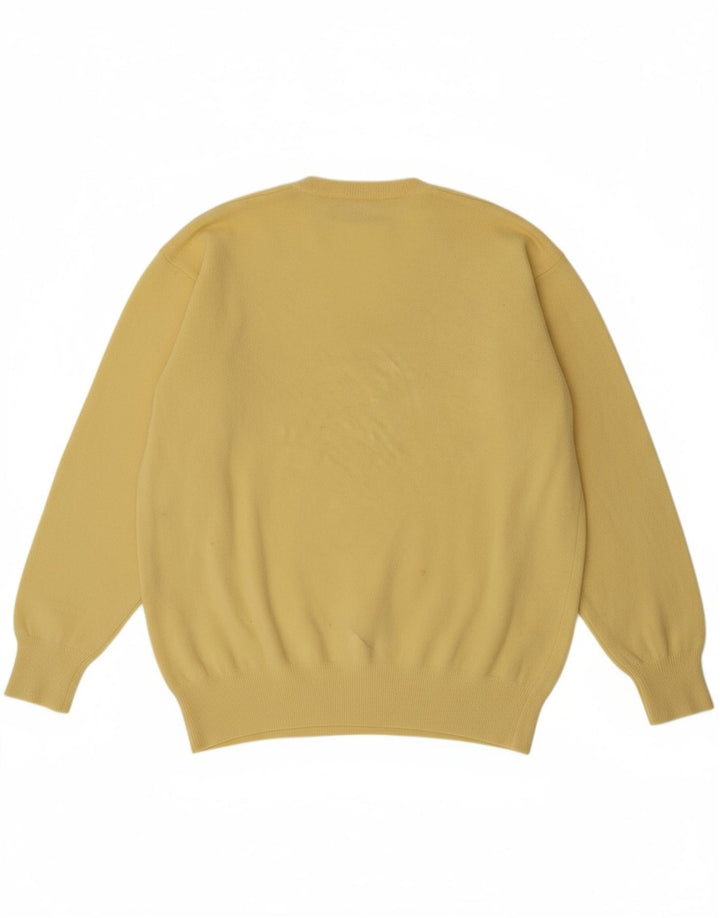 Suéter masculino VINTAGE com decote em V IT 52 grande lã amarela