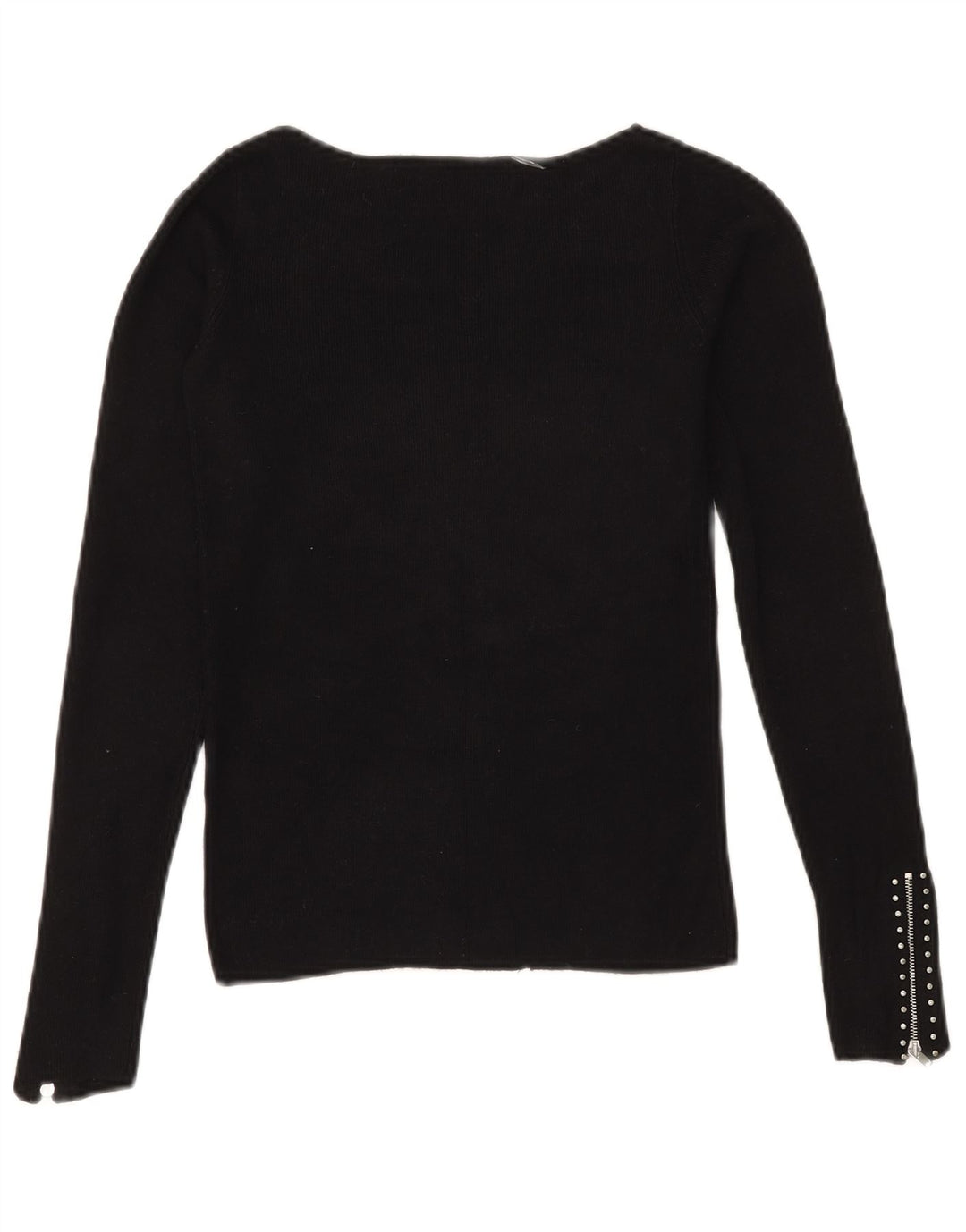 Zara Womens Crop Top Manga Longa Reino Unido 10 Pequena Viscose Preta